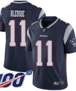 Nike New England Patriots #11 Drew Bledsoe Navy Blue Team Color Stitched NFL 100th Season Vapor Limited Jersey