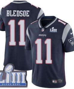 Nike New England Patriots #11 Drew Bledsoe Navy Blue Team Color Super Bowl LIII Bound Stitched NFL Vapor Untouchable Limited Jersey
