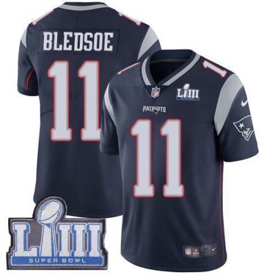 Nike New England Patriots #11 Drew Bledsoe Navy Blue Team Color Super Bowl LIII Bound Stitched NFL Vapor Untouchable Limited Jersey