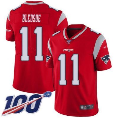 Nike New England Patriots #11 Drew Bledsoe Red Stitched NFL Limited Inverted Legend 100th Season Jersey