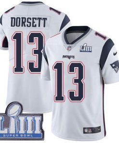 Nike New England Patriots #13 Phillip Dorsett White Super Bowl LIII Bound Stitched NFL Vapor Untouchable Limited Jersey