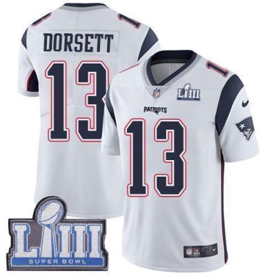 Nike New England Patriots #13 Phillip Dorsett White Super Bowl LIII Bound Stitched NFL Vapor Untouchable Limited Jersey