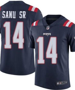 Nike New England Patriots #14 Mohamed Sanu Sr Navy Blue Stitched NFL Limited Rush Jersey