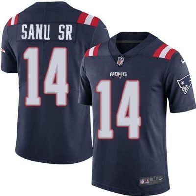 Nike New England Patriots #14 Mohamed Sanu Sr Navy Blue Stitched NFL Limited Rush Jersey