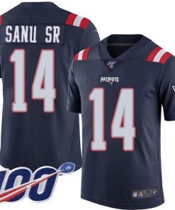Nike New England Patriots #14 Mohamed Sanu Sr Navy Blue Stitched NFL Limited Rush 100th Season Jersey