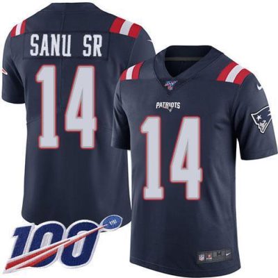 Nike New England Patriots #14 Mohamed Sanu Sr Navy Blue Stitched NFL Limited Rush 100th Season Jersey