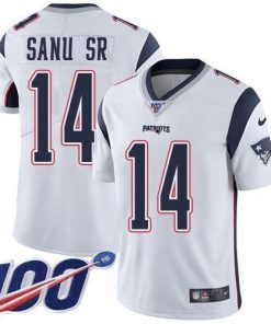 Nike New England Patriots #14 Mohamed Sanu Sr White Stitched NFL 100th Season Vapor Limited Jersey