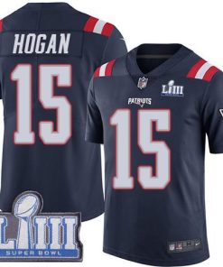 Nike New England Patriots #15 Chris Hogan Navy Blue Super Bowl LIII Bound Stitched NFL Limited Rush Jersey
