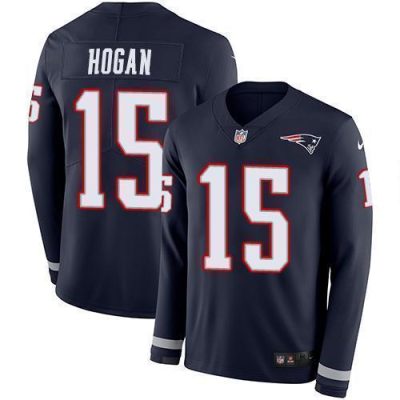 Nike New England Patriots #15 Chris Hogan Navy Blue Team Color Stitched NFL Limited Therma Long Sleeve Jersey