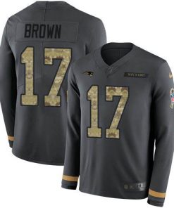 Nike New England Patriots #17 Antonio Brown Anthracite Salute to Service Stitched NFL Limited Therma Long Sleeve Jersey