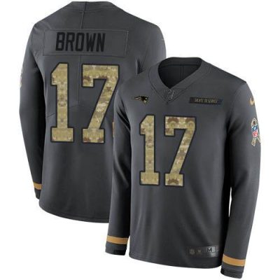 Nike New England Patriots #17 Antonio Brown Anthracite Salute to Service Stitched NFL Limited Therma Long Sleeve Jersey