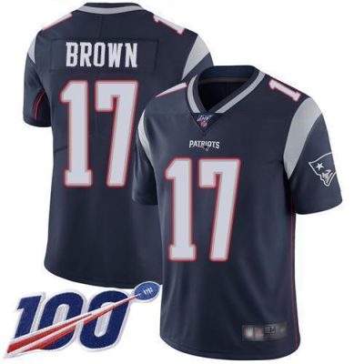 Nike New England Patriots #17 Antonio Brown Navy Blue Team Color Stitched NFL 100th Season Vapor Limited Jersey