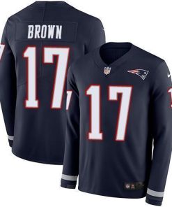 Nike New England Patriots #17 Antonio Brown Navy Blue Team Color Stitched NFL Limited Therma Long Sleeve Jersey