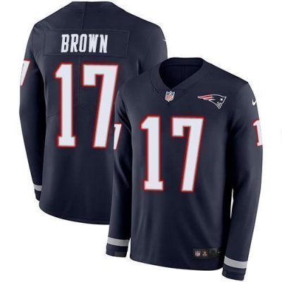 Nike New England Patriots #17 Antonio Brown Navy Blue Team Color Stitched NFL Limited Therma Long Sleeve Jersey