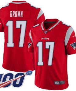 Nike New England Patriots #17 Antonio Brown Red Stitched NFL Limited Inverted Legend 100th Season Jersey