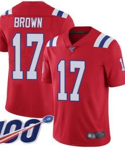 Nike New England Patriots #17 Antonio Brown Red Alternate Stitched NFL 100th Season Vapor Limited Jersey