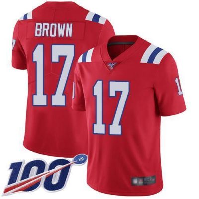 Nike New England Patriots #17 Antonio Brown Red Alternate Stitched NFL 100th Season Vapor Limited Jersey
