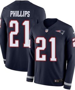 Nike New England Patriots #21 Adrian Phillips Navy Blue Team Color Stitched NFL Limited Therma Long Sleeve Jersey