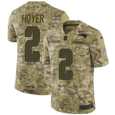 Nike New England Patriots #2 Brian Hoyer Camo Stitched NFL Limited 2018 Salute To Service Jersey