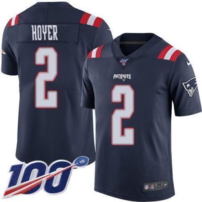 Nike New England Patriots #2 Brian Hoyer Navy Blue Stitched NFL Limited Rush 100th Season Jersey