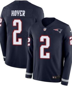 Nike New England Patriots #2 Brian Hoyer Navy Blue Team Color Stitched NFL Limited Therma Long Sleeve Jersey