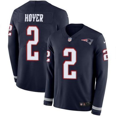 Nike New England Patriots #2 Brian Hoyer Navy Blue Team Color Stitched NFL Limited Therma Long Sleeve Jersey