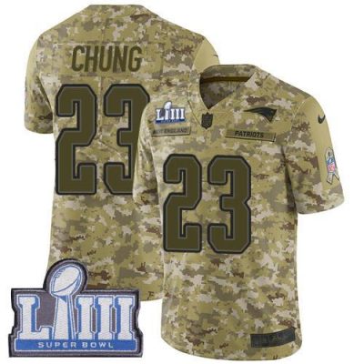 Nike New England Patriots #23 Patrick Chung Camo Super Bowl LIII Bound Stitched NFL Limited 2018 Salute To Service Jersey
