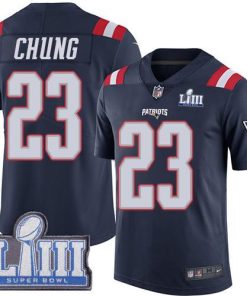 Nike New England Patriots #23 Patrick Chung Navy Blue Super Bowl LIII Bound Stitched NFL Limited Rush Jersey