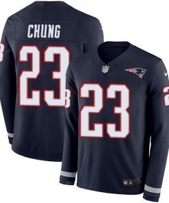 Nike New England Patriots #23 Patrick Chung Navy Blue Team Color Stitched NFL Limited Therma Long Sleeve Jersey