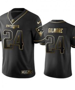 Nike New England Patriots #24 Stephon Gilmore Black Golden Limited Edition Stitched NFL Jersey