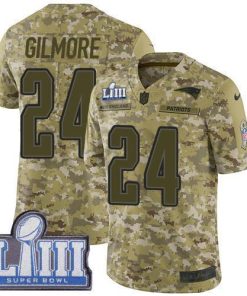 Nike New England Patriots #24 Stephon Gilmore Camo Super Bowl LIII Bound Stitched NFL Limited 2018 Salute To Service Jersey