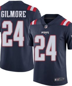 Nike New England Patriots #24 Stephon Gilmore Navy Blue Stitched NFL Limited Rush Jersey