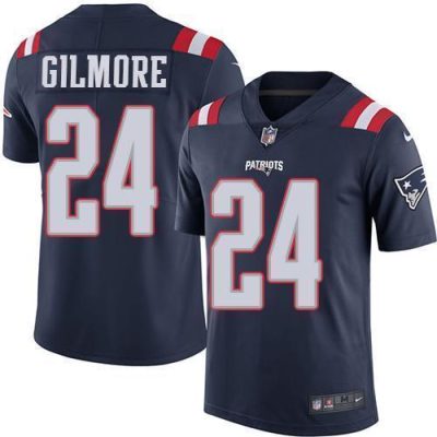 Nike New England Patriots #24 Stephon Gilmore Navy Blue Stitched NFL Limited Rush Jersey
