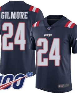 Nike New England Patriots #24 Stephon Gilmore Navy Blue Stitched NFL Limited Rush 100th Season Jersey