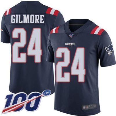 Nike New England Patriots #24 Stephon Gilmore Navy Blue Stitched NFL Limited Rush 100th Season Jersey