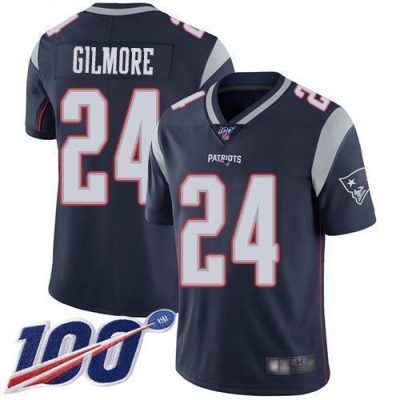 Nike New England Patriots #24 Stephon Gilmore Navy Blue Team Color Stitched NFL 100th Season Vapor Limited Jersey