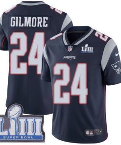 Nike New England Patriots #24 Stephon Gilmore Navy Blue Team Color Super Bowl LIII Bound Stitched NFL Vapor Untouchable Limited Jersey