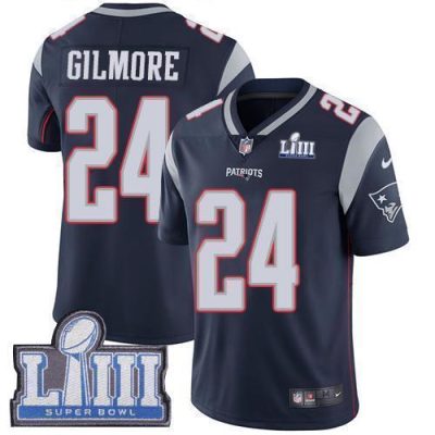 Nike New England Patriots #24 Stephon Gilmore Navy Blue Team Color Super Bowl LIII Bound Stitched NFL Vapor Untouchable Limited Jersey