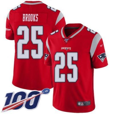 Nike New England Patriots #25 Terrence Brooks Red Stitched NFL Limited Inverted Legend 100th Season Jersey