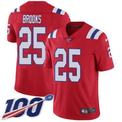 Nike New England Patriots #25 Terrence Brooks Red Alternate Stitched NFL 100th Season Vapor Limited Jersey