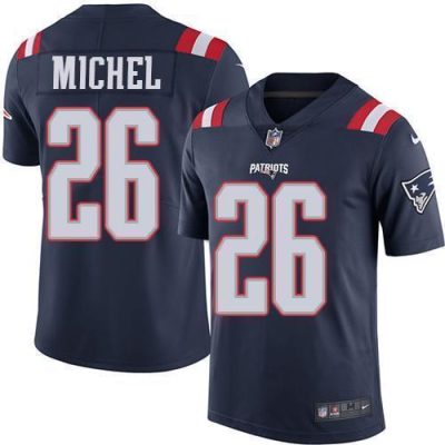 Nike New England Patriots #26 Sony Michel Navy Blue Stitched NFL Limited Rush Jersey