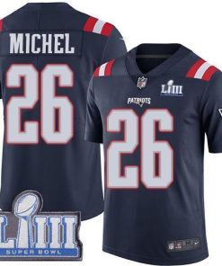 Nike New England Patriots #26 Sony Michel Navy Blue Super Bowl LIII Bound Stitched NFL Limited Rush Jersey