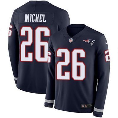 Nike New England Patriots #26 Sony Michel Navy Blue Team Color Stitched NFL Limited Therma Long Sleeve Jersey