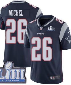 Nike New England Patriots #26 Sony Michel Navy Blue Team Color Super Bowl LIII Bound Stitched NFL Vapor Untouchable Limited Jersey