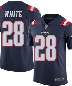 Nike New England Patriots #28 James White Navy Blue Stitched NFL Limited Rush Jersey