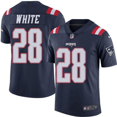 Nike New England Patriots #28 James White Navy Blue Stitched NFL Limited Rush Jersey