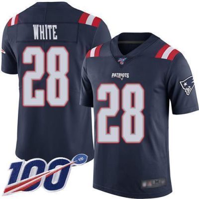 Nike New England Patriots #28 James White Navy Blue Stitched NFL Limited Rush 100th Season Jersey
