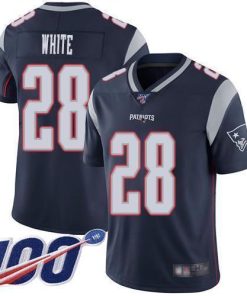 Nike New England Patriots #28 James White Navy Blue Team Color Stitched NFL 100th Season Vapor Limited Jersey