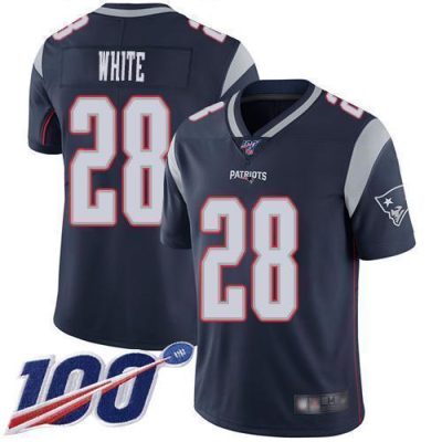 Nike New England Patriots #28 James White Navy Blue Team Color Stitched NFL 100th Season Vapor Limited Jersey