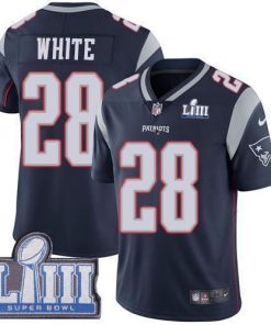 Nike New England Patriots #28 James White Navy Blue Team Color Super Bowl LIII Bound Stitched NFL Vapor Untouchable Limited Jersey